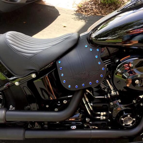 Harley-Davidson heat shield with colored crystals