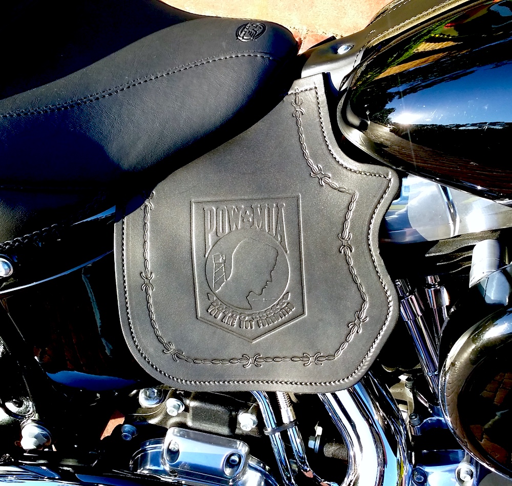 Harley heat shield with POW embossing