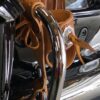 A close up of the handle bars on a motorcycle.