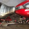 A close up of the seat on a motorcycle
