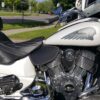 A close up of the seat on a motorcycle