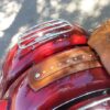 A close up of the back end of a motorcycle.