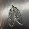 A close up of two feathers on a table