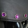A close up of the purple stones on the handle bar.