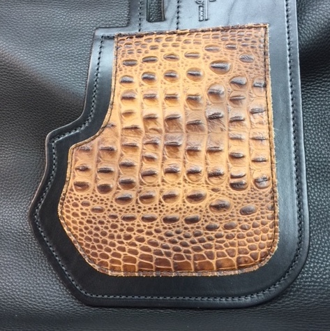 HD heat shield with brown alligator embossed leather