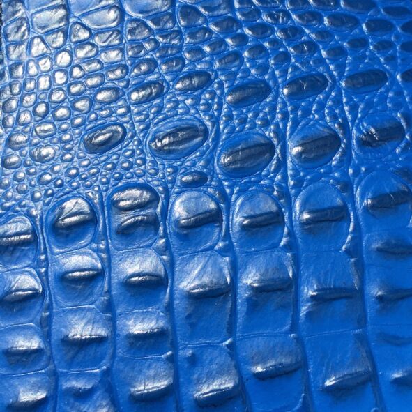 blue alligator embossed leather