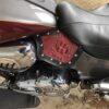 A close up of the seat on a motorcycle