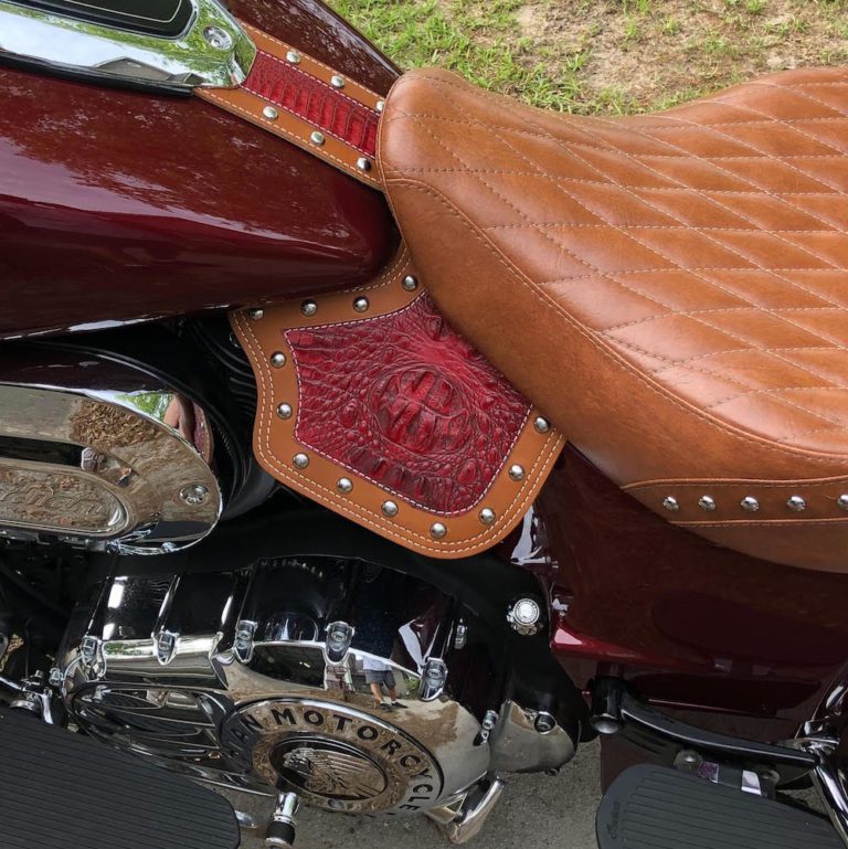 INDIAN crotch cooler with Burgundy alligator embossed leather