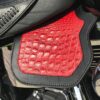 A close up of the seat cushion on a motorcycle