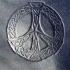 A close up of the peace sign on a plate