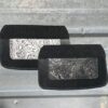Pair of paisley-patterned leather card holders.