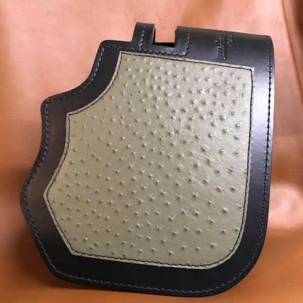 Harley Davidson heat shield with brown embossed leather