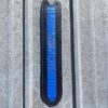 Blue alligator leather guitar strap.