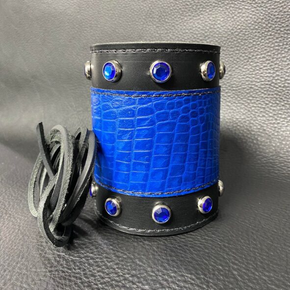 Set of Fork wraps with blue gems embossed leather