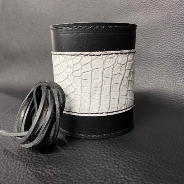 Set of Fork wraps with white alligator embossed leather