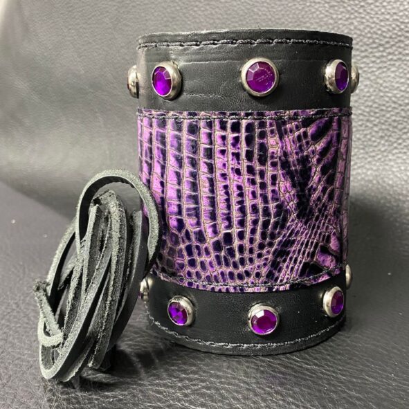 Set of Fork wraps with gems and alligator embossed leather