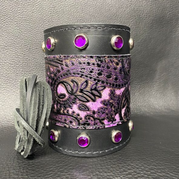 Motorcycle fork wraps with Leather and Gems