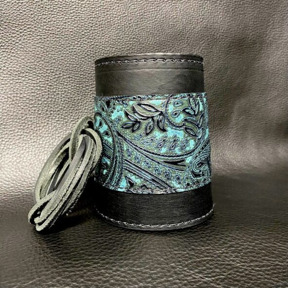 Motorcycle fork wraps with turquoise Leather and Lace