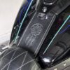 A close up of the seat on a motorcycle