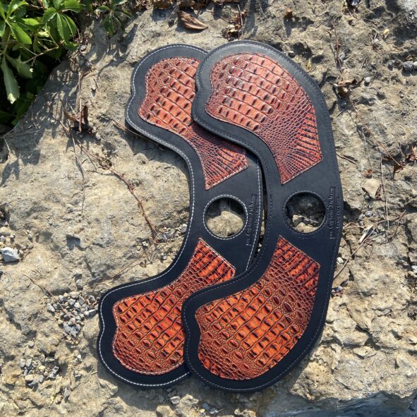 Scout heat shield with orange glow alligator embossed leather