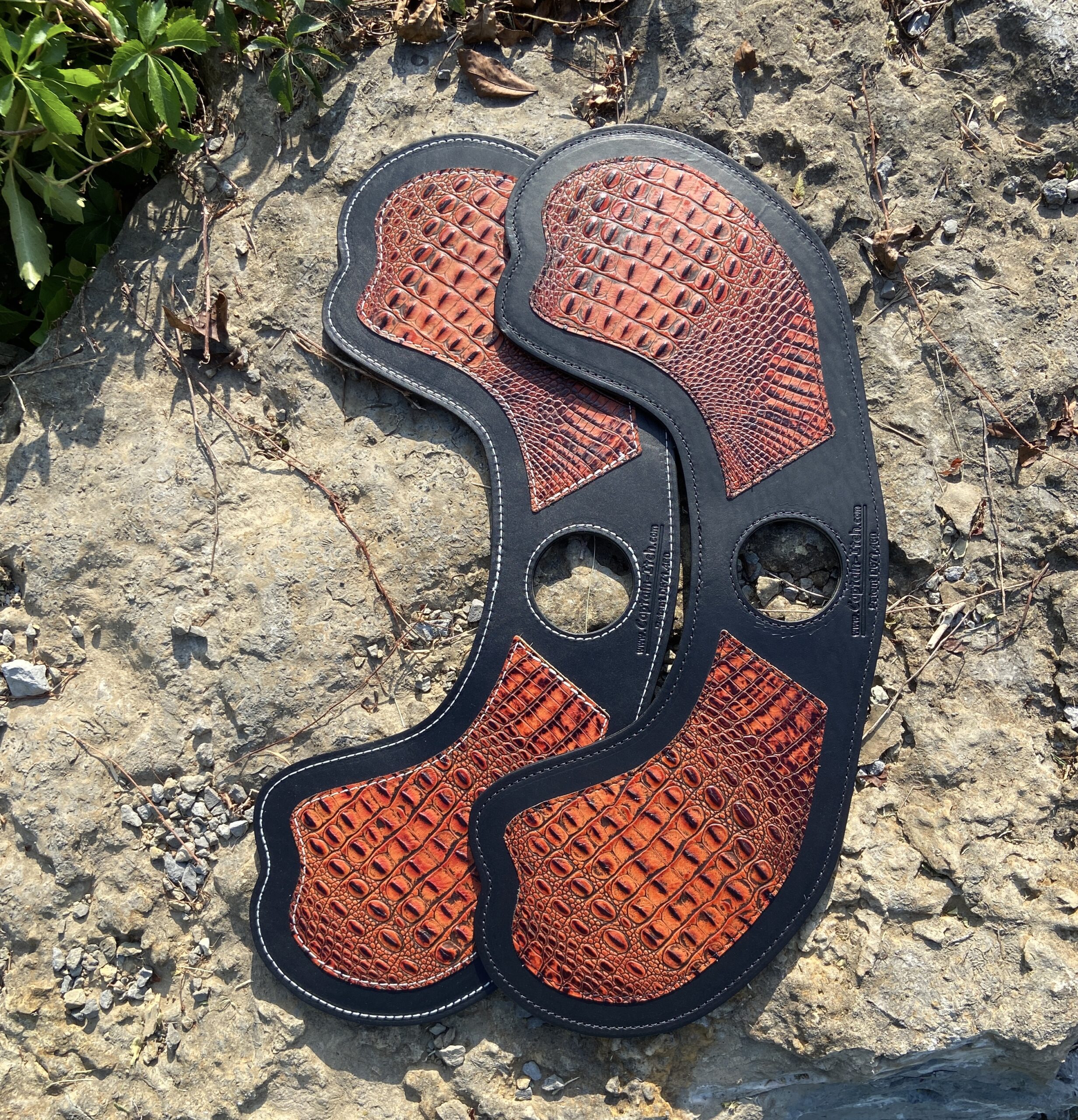 Scout heat shield with orange glow alligator embossed leather