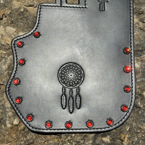 Harley heat shield with dreamcatcher embossing