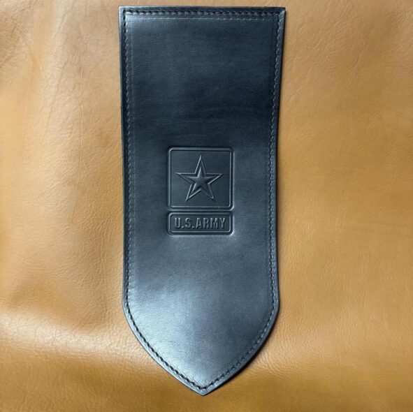 A black leather case with a star on it.