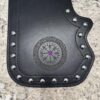 Harley heat shield with lasered custom image and stitched border