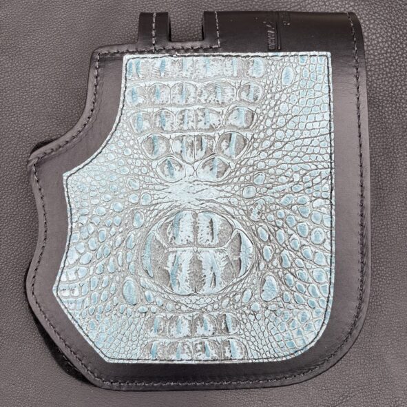 Harley Davidson Heat Shield with Sharksin Blue embossed Leather