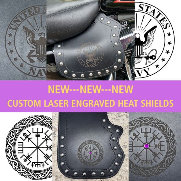 custom engraved heat shields for Harleys and Indian motorcycles