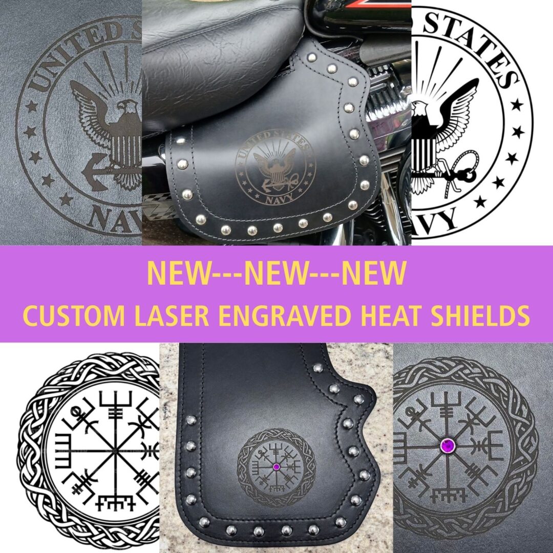 custom engraved heat shields for Harleys and Indian motorcycles