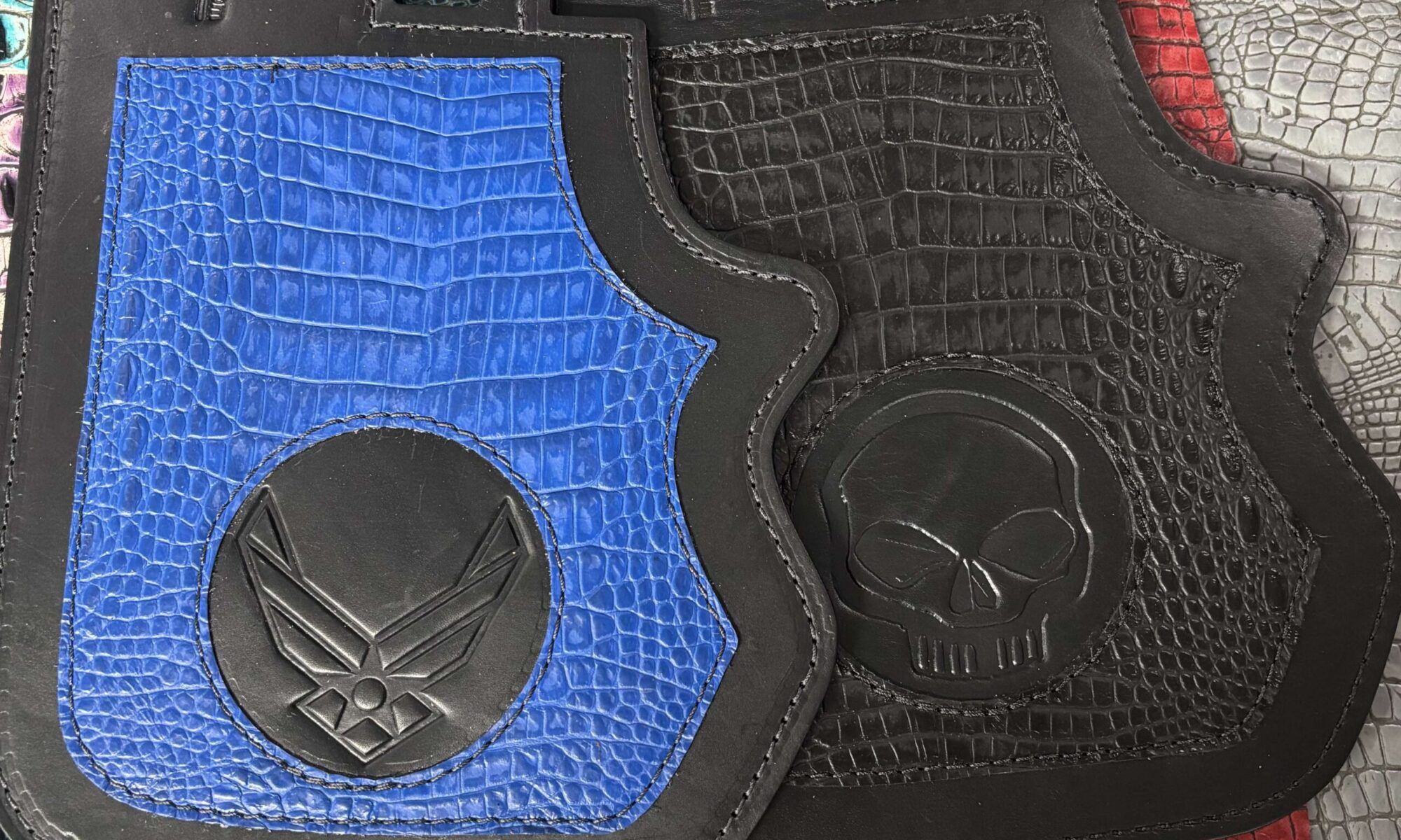 Harley heat shield with overlay and embossing